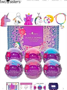 TWO SISTERS BUBBLE BATH BOMBS UNICORN SURPRISE SET OF 6 NWT